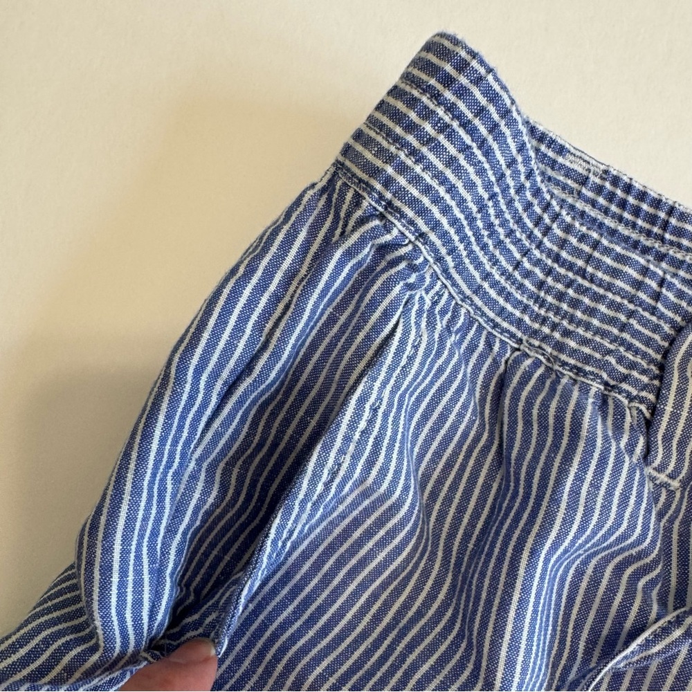 Talbots Easy Drawstring Shorts 4P Blue White Stripe Linen Cotton Summer - Picture 9 of 16
